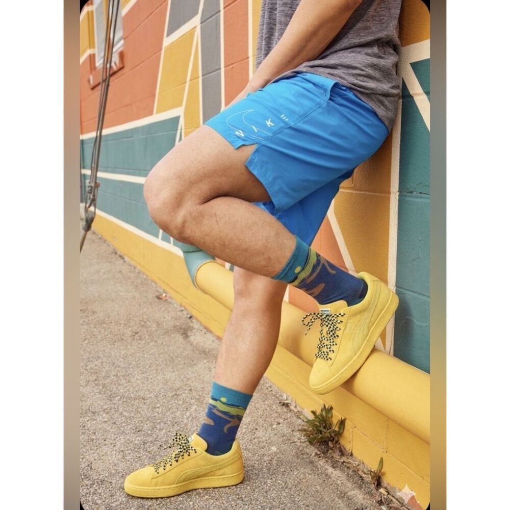 PUMA Suede Yellow Rainbow Sneakers Men’s 11 Retro Checkered Laces Comfort